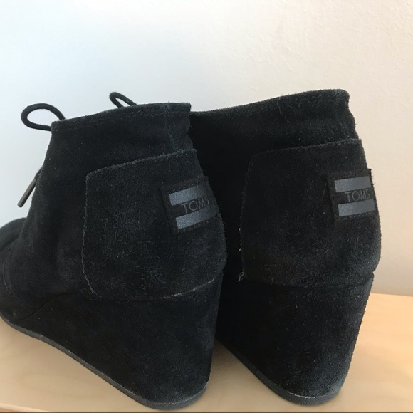Black Suede Toms Desert Wedge Bootie - Picture 3 of 6